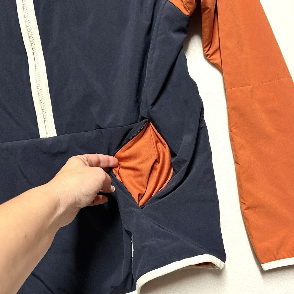 The North Face‎ Half Zip Pullover Jacket Mens M Orange Navy Windbreaker Gorp TNF